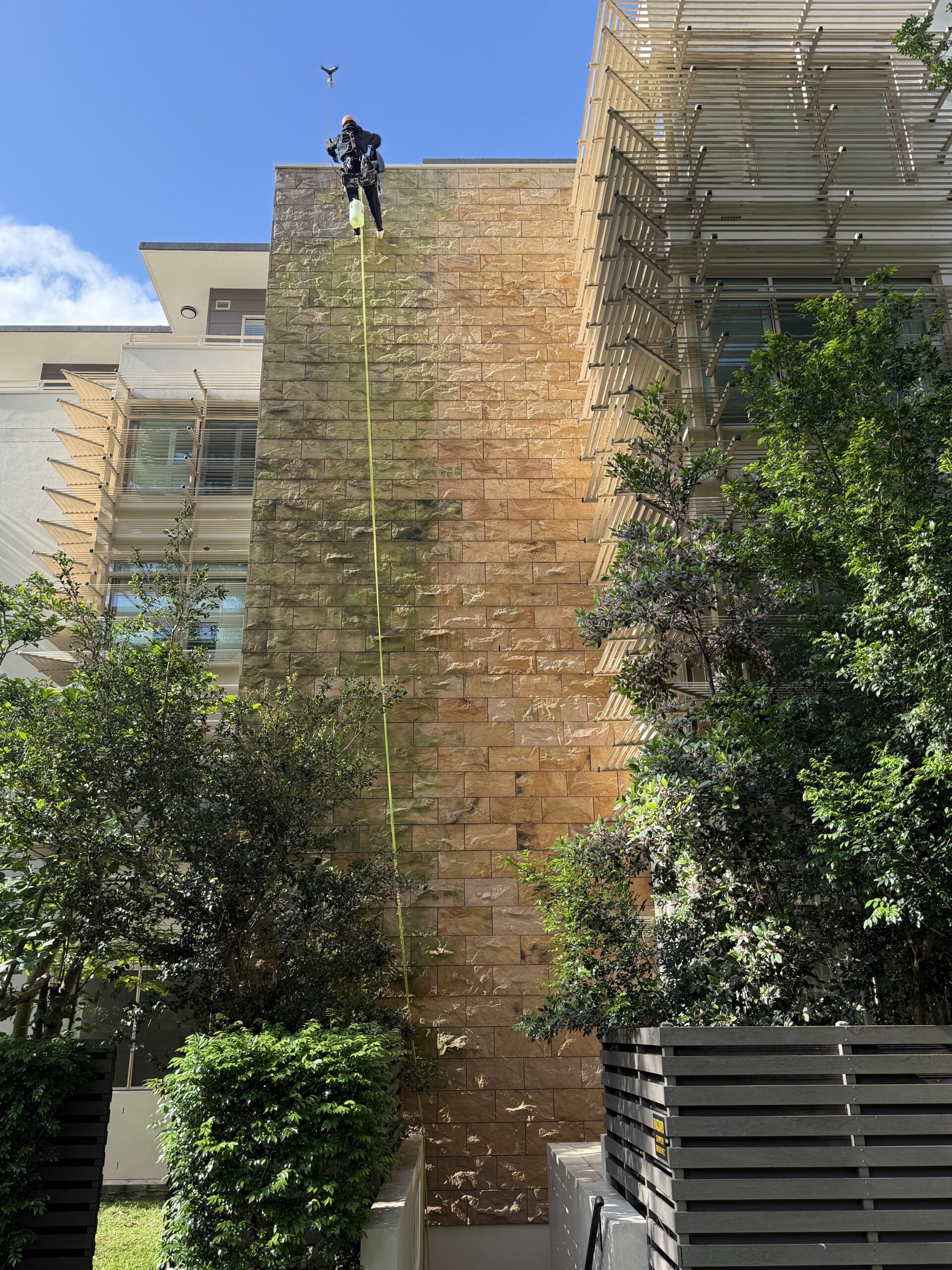 Sandstone feature tower at the Pymble residential complex